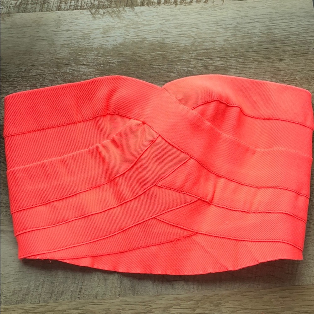 Neon Coral Corset Crop Top
